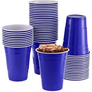 Blue cups - 50stuk(s) - 475ml - Party Cups - Beerpong - Drankspel - Beerpong Bekers - Plastic bekers