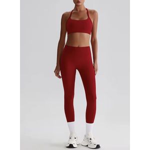 Vibrant Elements Gym Set - Maat S - Power Red - 2-delige set: Bra top & legging - Rood - Seamless Sportset Dames