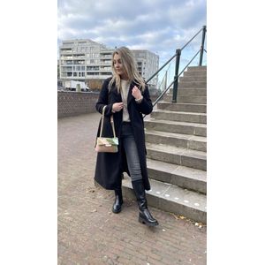 Trenchcoat | dames | onesize | lange jas | zwart