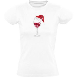 Wijnglas met rode wijn Dames T-shirt - kerst - feest - wijn - gluhwein - christmas - apres ski - kerstmis - wijnen - cadeau