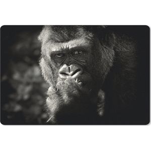 Bureau mat - Dierenprofiel gorilla in zwart-wit - 60x40