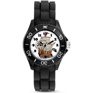 Colori Kidz 5 CLK085 Kinderhorloge met Piratenschip - Siliconen Band - Ø 30 mm - Zwart