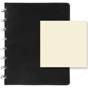 Atoma notebook PUR formaat A5 effen zwart leder 144 bladzijden