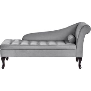 Chaise Longue - Grijs - Fluweel - Retro Ontwerp Met Opbergvak