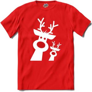 Kerst rendier buddy's - T-Shirt - Dames - Rood - Maat XXL