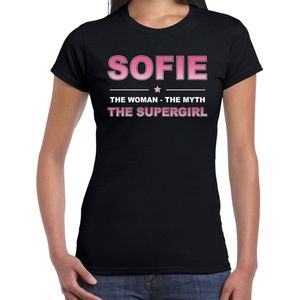 Naam cadeau Sofie - The woman, The myth the supergirl t-shirt zwart - Shirt verjaardag/ moederdag/ pensioen/ geslaagd/ bedankt S