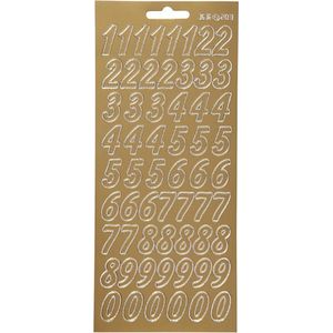 Stickers, cijfers, 10x23 cm, goud, 1 vel