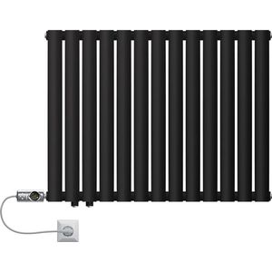 Badkamerradiator Enkellaags Horizontaal 600x780 mm Antraciet met zijaansluiting LuxeBath