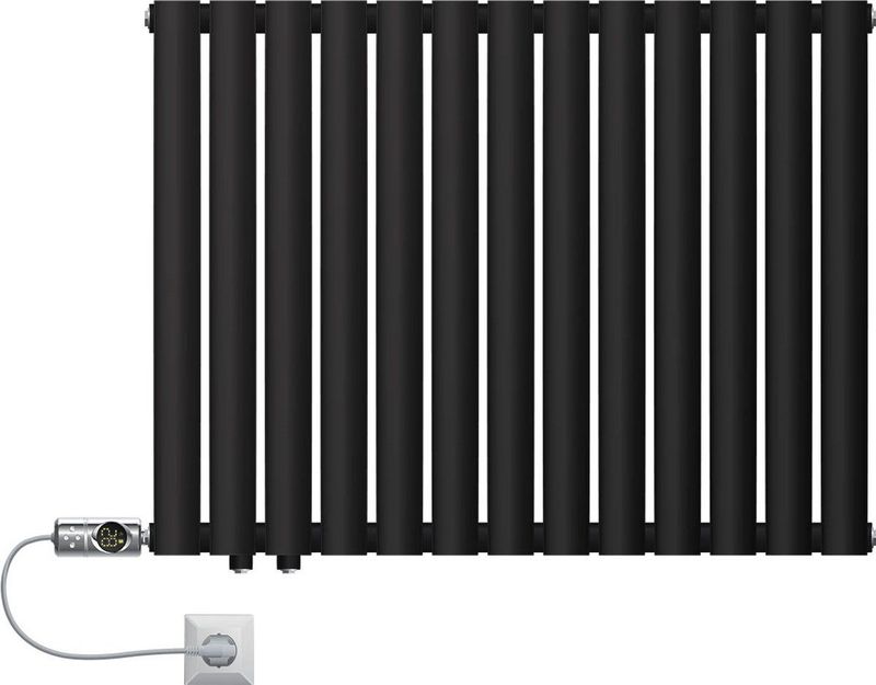 Badkamerradiator Enkellaags Horizontaal 600x780 mm Antraciet met zijaansluiting LuxeBath