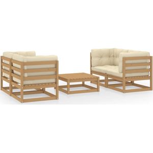 vidaXL Loungeset 5-delig met kussens - Grenenhout Hoeken Bank - Lounge Set - Tuinset - Houten Bank - Buitendecor