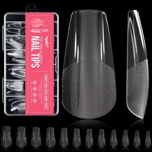 Royala Nepnagels - Ballerina Coffin Medium Half Frosted - Full Cover - Nageltips - 120 Stuks