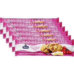 6 Verpakkingen Merba Cranberry Cookies á 200 gram - Voordeelverpakking Snoepgoed