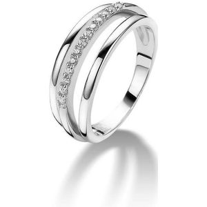 Twice As Nice ring in zilver, 3 rijen, zirkonia Wit 54