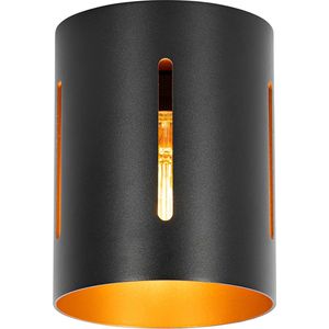 QAZQA yana - Design Plafondspot | Spotje | Opbouwspot - 1 lichts - Ø 13 cm - Zwart Goud - Woonkamer | Slaapkamer | Keuken
