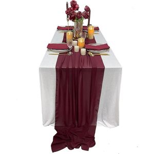 Chiffon tafelloper van Claret, romantische doorschijnende tafelloper voor bruiloft, 71 x 304 cm lange tafelloper van tule, kaptafelloper, feestdecoraties, tafelkleed, draperen voor bruids en