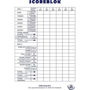 Haza Original Scoreblok Yahtzee 50 Vel