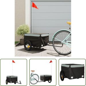 The Living Store Fietskar Zwart/Grijs - IJzer - 120 x 54 x 44 cm - Draagvermogen 30 kg