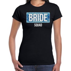 Bride squad t-shirt met panterprint - zwart - dames - vrijgezellenfeest outfit / shirt / kleding M
