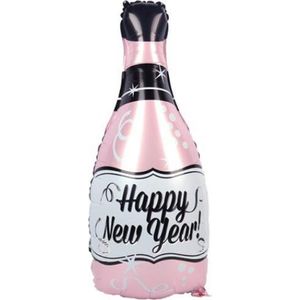 Happy New Year Fles Ballon - XL - Champagne - 2022 - Nieuw Jaar - Oud en Nieuw - Ballonnen - Helium Ballon - Folie Ballon - Oudjaarsavond - Thema feest - Dranken - Folie ballon - Leeg - Versiering