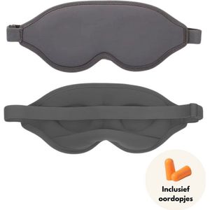 Luxe 3D Slaapmasker met oordopjes - 100% Licht blokkerend - Beter in slaap vallen - Verstelbaar - Oogmasker - Ideaal voor Reizen - Grijs