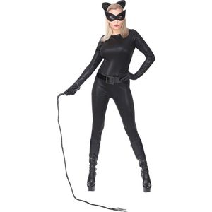 Widmann - Batgirl & Batwoman & Catwoman Kostuum - Super Strak Kattenpak - Vrouw - Zwart - Small - Carnavalskleding - Verkleedkleding