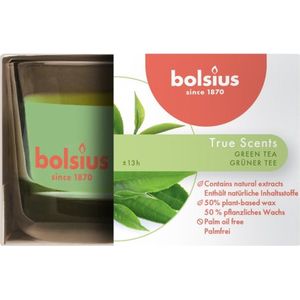 6 stuks Bolsius geurglas groene thee - green tea geurkaarsen 50/80 (13 uur) True Scents