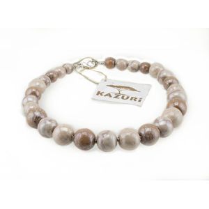 Kazuri ketting keramiek - mini Tango - beige- oranje - Warm Tan