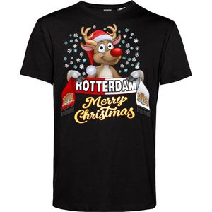 T-shirt kind Rotterdam | Foute Kersttrui Dames Heren | Kerstcadeau | Feyenoord supporter | Zwart | maat 152