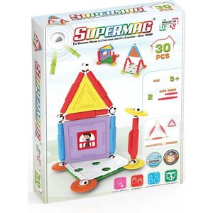 Supermag House 30 - Magnetisch speelgoed - 30 onderdelen - Open einde speelgoed - Magnetic toys - Constructiespeelgoed - House