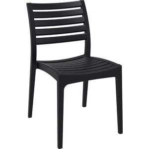 In And OutdoorMatch Klassieke stoel strepen Litzy - Met rugleuning - Woonkamer of beurs - Zwart - Zithoogte 45cm