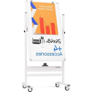 60 x 120 cm magnetisch whiteboard op wielen - dubbelzijdig droogwisbord met standaard - grote whiteboard op schildersezel met wielen