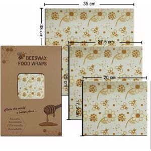 CHPN - Foodwraps - Bijenwasdoek voor eten - Voedselpapier - Beeswax Wrap - 3-delig - Herbruikbare voedselverpakking - 3 afmetingen
