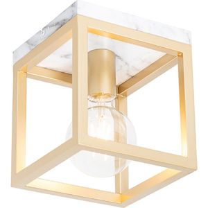 QAZQA cage - Industriele Plafondlamp - 1 lichts - L 18 cm - Goud/messing - Industrieel - Woonkamer | Slaapkamer | Keuken