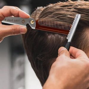 Opvouwbare mini-kam van roestvrij staal voor haar en baard.