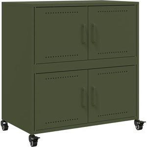 vidaXL - Dressoir - 68x39x72 - cm - staal - olijfgroen