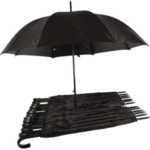 Discountershop Set van 14 Stijlvolle Opvouwbare Zwarte Automatische Paraplu's - Ideaal voor Elk Avontuur - Polyester,Aluminium | Diameter 115cm