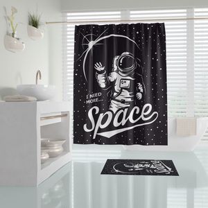 Zethome - Douchegordijn 180x200 cm - Polyester - Badkamer Gordijn - Shower Curtain - Sneldrogend en Anti Schimmel -Wasbaar en Duurzaam - Space