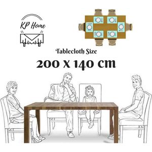 Grijs tafelzeil met tartan-patroon, waterdicht tafelzeil, rechthoekig, 200 x 140 cm, koffie-liefhebbers-print, afwasbare tafelzeil, pvc, afwasbaar, kunststof, onderhoudsvriendelijk voor buiten