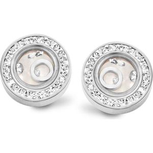 Silventi 981101058 Zilveren oorstekers - Zirkonia en parelmoer 12,8 mm - Zilverkleurig