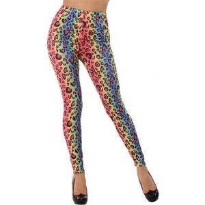 Gekleurde luipaard legging voor dames - Jaren 80 - Foute Carnaval verkleedkleding