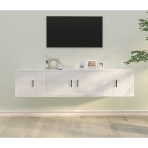 The Living Store Televisiekastenset hoogglans wit - TV-meubel 100 x 34.5 x 40 cm - 2x TV-meubel 40 x 34.5 x 40 cm - Bewerkt hout
