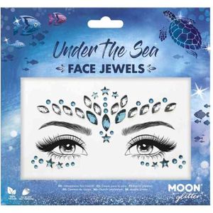 Moon Creations - Moon Glitter - Under The Sea Gezicht Diamanten Sticker - Blauw/Wit