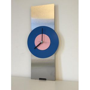 Wandklok RVS Blue & Pink