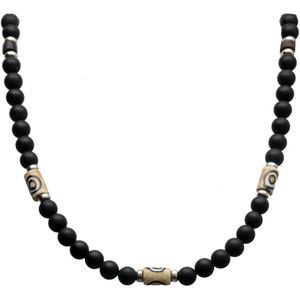 Bela Donaco - Herenketting Classic Limited edition B6 – Onyx – hand painted Fossil – Sterling Zilver