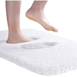 Badmat - Mat voor in de Badkamer Ultra dik superzacht antislip absorberend pluche microvezel badkamertapijt vloer wastafel mat 24x36 wit