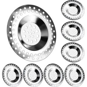 RVS Afvoerplug Set - 8 Stuks Haarvanger en Douchefilter voor Keuken en Badkamer - 7.5 cm