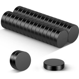 Neodymium magneten, zwarte, sterke magneten, 10 x 3 mm, 30 stuks extra sterke mini-magneten voor whiteboards, koelkast, handwerk, magneetbord en doe-het-zelfprojecten