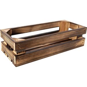 Creative Deco Gevlamde Houten Doos | 34 x 14 x 9 cm | Vintage Houten Mand | Ideaal voor Opslag Gift Decoratie DIY Ambachten | voor Documenten Speelgoed Gereedschap