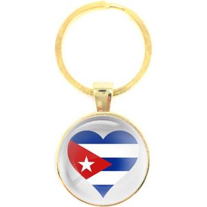Sleutelhanger Glas - Hart Vlag Cuba