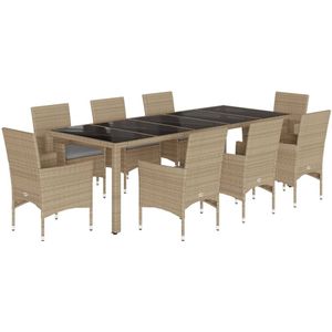 vidaXL Tuinset 9-delig - Poly Rattan - Beige Tuin Set - Tuinset - Lounge Set - Buis Meubel - Eetkamerset